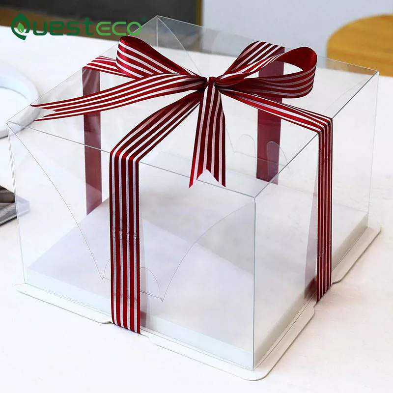 Boîte à gâteaux carrée transparente de 8 pouces et 10 pouces