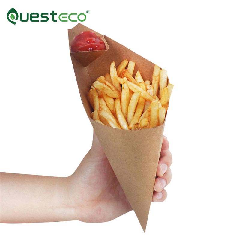 Boîte d'emballage en papier pour frites de cône