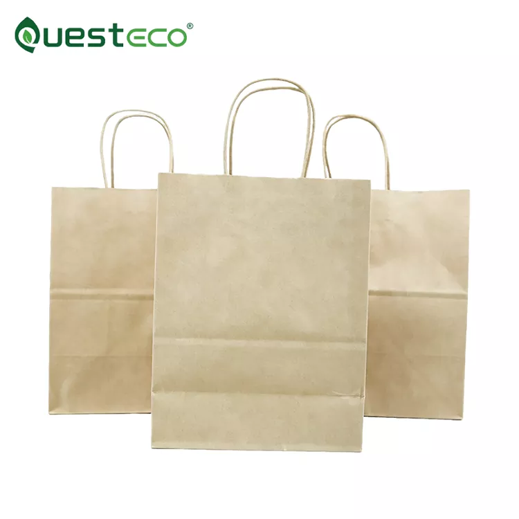 Sacs en papier kraft réutilisables pliables qui respectent l'environnement